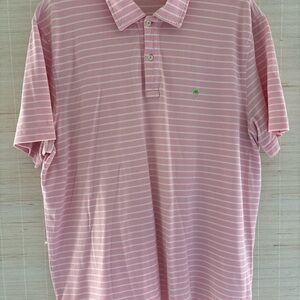 Lilly Pulitzer Men’s Pink Striped Palm Tree Palm Beach Piqué Polo Shirt XL